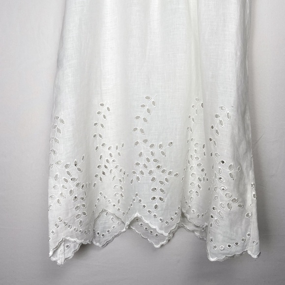 Ersilia Sz. S 100% linen handmade off the shoulder white lace and crochet dress - Picture 8 of 12